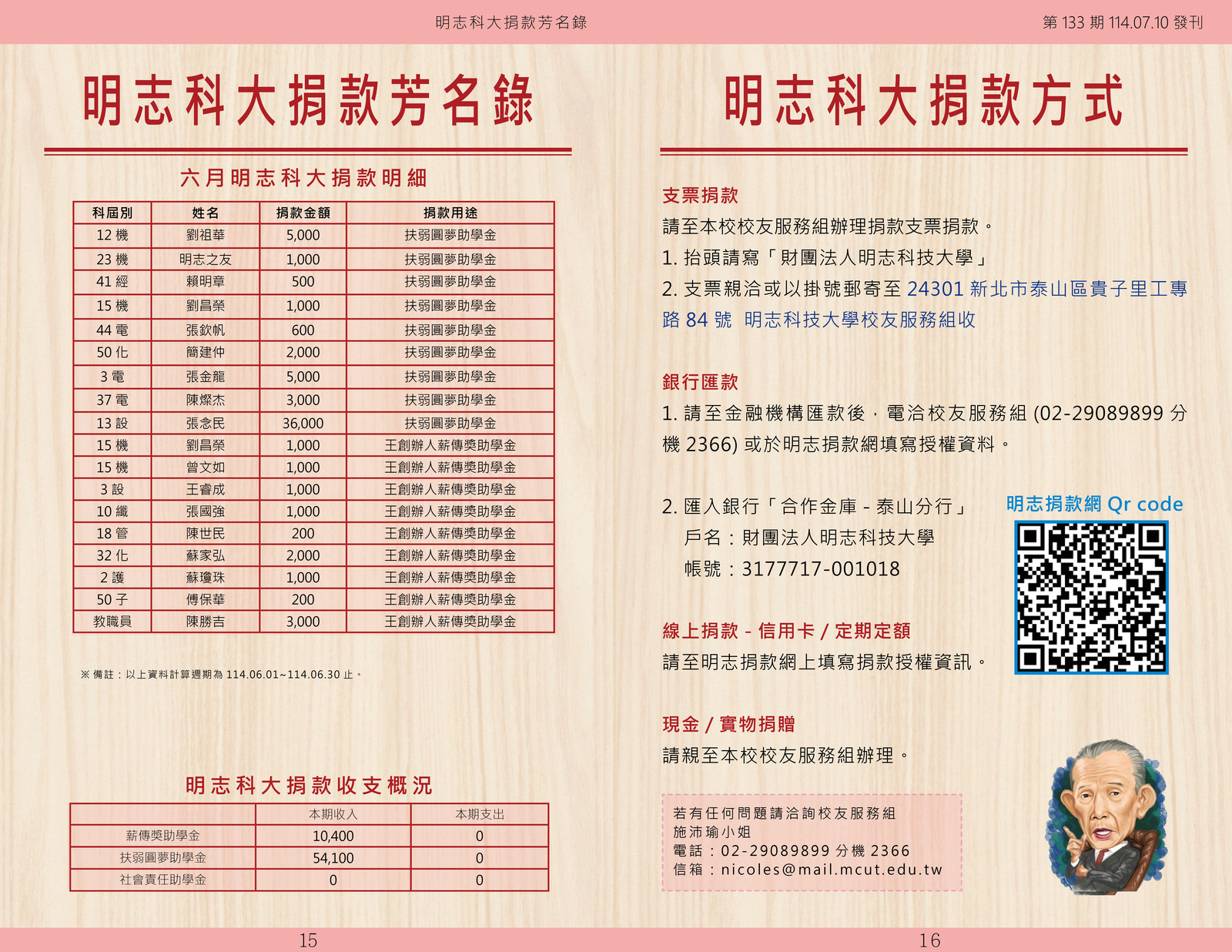 明志校友會訊第一 三 三 期114.07.10(另開新視窗/jpg檔)圖片